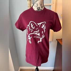 NEW Adult Size Small Maroon Fox-Themed T-Shirt